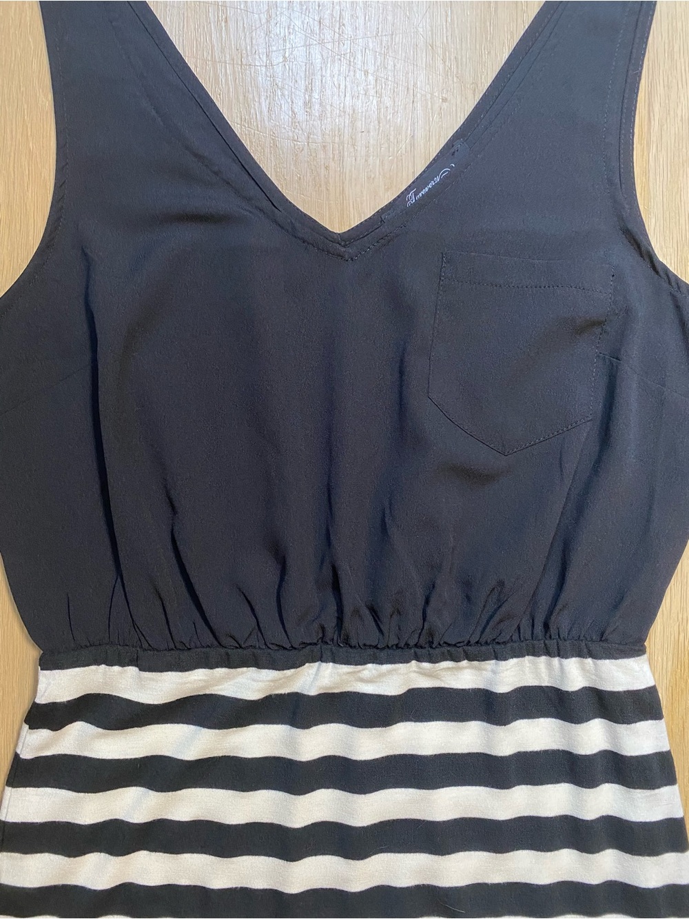 Forever 21 Casual Chic Nautical Striped Black Cream Sleeveless Mini Dress Medium - Picture 4 of 12